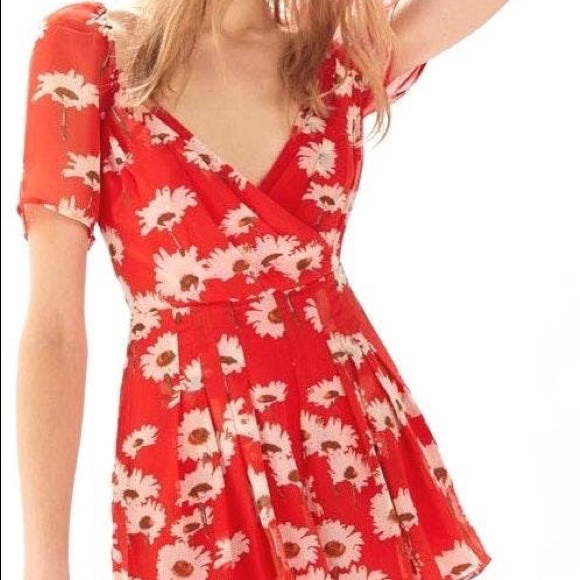 urban outfitters red floral dress